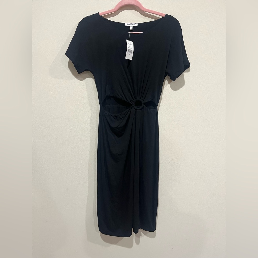 NWT Good American Ring Cut Out Black Midi Dress Size 1 (Small) - Picture 2 of 10